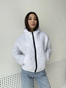 Демисезонная женская куртка с капюшоном К&ML 30 XS - S ( 42 -44 ) Белый ( 30 - 02 )