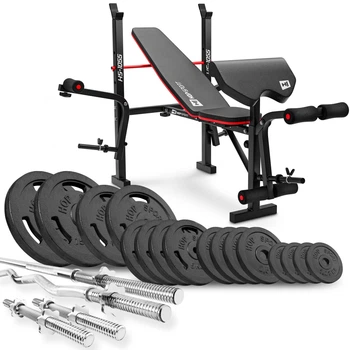Силовой набор Hop-Sport Strong 106 кг со скамьей HS-1055 и чугунными дисками