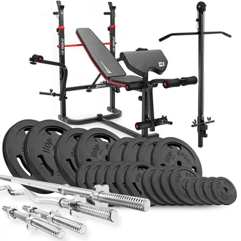 Силовой набор Hop-Sport Strong 179 кг со скамьей HS-1065 и верхней тягой
