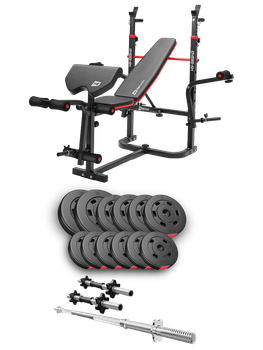 Набор Hop-Sport Premium 38кг со скамьей HS-1065HB Pro, штангами и гантелями