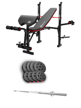 Набор Hop-Sport Premium 39кг со скамьей HS-1055 Pro и штангой