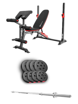 Набор Hop-Sport Premium 39кг со скамьей HS-1095 и штангой