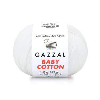Пряжа Gazzal Baby Cotton 3432 Білый
