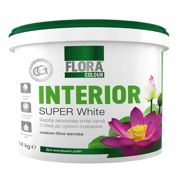 Краска интерьерная акриловая FLORA Сolour Super White INTERIOR белая 14,0 кг