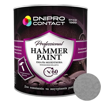 Эмаль молотковая антикоррозионная Dnipro-Contact Hammer Paint серебро 2 л
