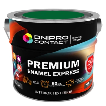Эмаль быстровысыхающая Dnipro Contact Premium Express зеленая ( RAL 6029 ) 2 кг