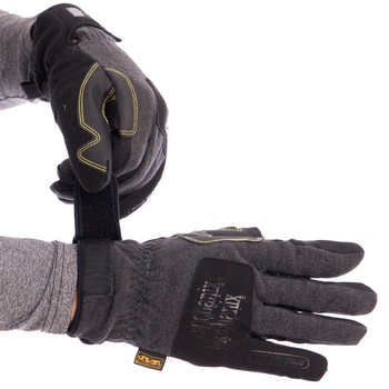 Тактичні рукавички для риболовлі полювання чоловічі на липучці MECHANIX механікс теплі флісові Чорні АН-5621 Розмір L