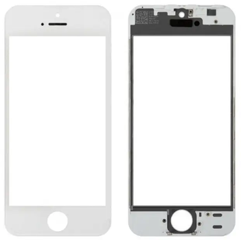 Стекло для переклейки дисплея (запчасть) для Iphone 5S з рамкою + OCA Белый