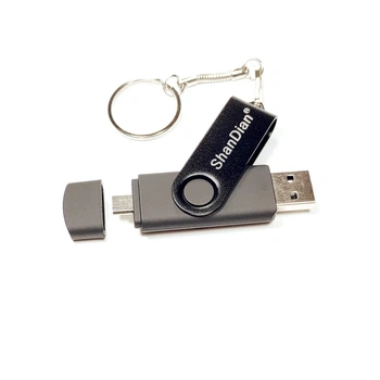 Флеш накопитель MicroDrive двухсторонняя 32GB OTG USB 2.0 microUSB чёрная