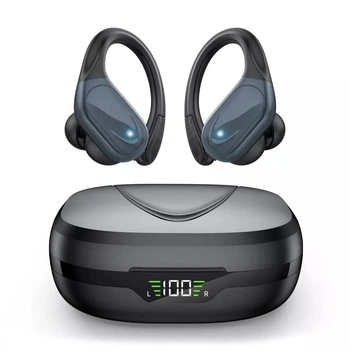 Бездротові спортивні Bluetooth навушники BX17 водонепроникні з індикатором заряду Навушники для спорту Чорний