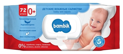 Салфетки влажные детские ТМ Bambik с экстрактом липы 72шт с клапаном (bb.42865)