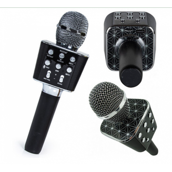 Беспроводной Bluetooth детский микрофон для караоке блютуз колонка Wster WS-1688 микрофон для пения, Черный