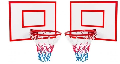 Набор из двух баскетбольных щитов SportReal 100x80 см с кольцом №6 и сеткой 78006