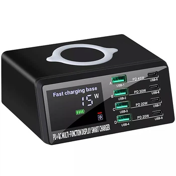 Сетевая зарядная станция с беспроводной зарядкой Digital Lion MCS-X9D | мультизарядное устройство на 4 USB-A + 4 Type-C разъема, 110 W