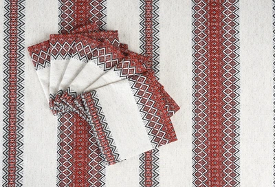 Комплект столовый Edelvika 163-22/00 Луч красный Скатерть 190х140 см + Салфетки 33х33 см 6 шт (2100000572687)