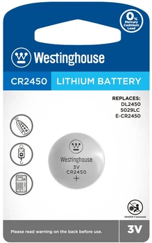 Литиевая батарейка Westinghouse Lithium таблетка CR2450 3 В 1 шт (0889554001516)