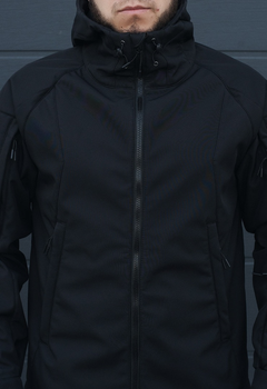 Куртка тактична на блискавці з капюшоном soft shell L oborona black