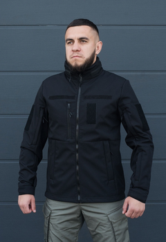 Куртка тактическая на молнии с капюшоном soft shell L garpun black