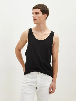Майка чоловіча LC Waikiki з необробленими стилізованими краями XL Чорна (LCW T-shirt -7218)