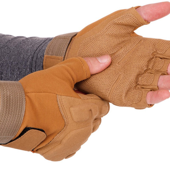 Тактичні рукавички з відкритими пальцями Zelart Blackhawk 4380 розмір M Khaki
