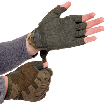 Тактичні рукавички з відкритими пальцями Zelart 8808 розмір XL Olive