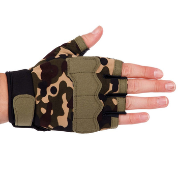 Тактичні рукавички з відкритими пальцями Zelart 8789 розмір L Camouflage