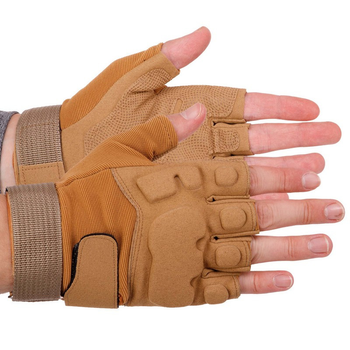 Тактичні рукавички з відкритими пальцями Zelart 8811 розмір XL Khaki