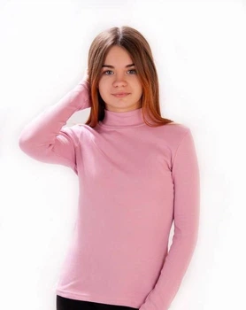 Дитяча водолазка гольф на стійці 10-12лет 140-152см рожева