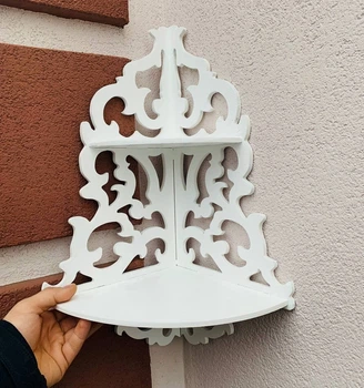 Иконостас на 2 полки, полка под иконы (угловой) белый Узор Diy_UA
