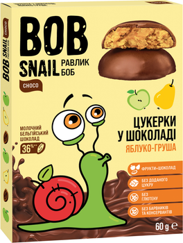 Цукерки Bob Snail Яблучно-Грушеві у молочному шоколаді 60 г (4820219341604)