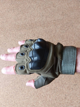 Тактические перчатки военные. Без пальцев. Польша XL Олива (K-0009)