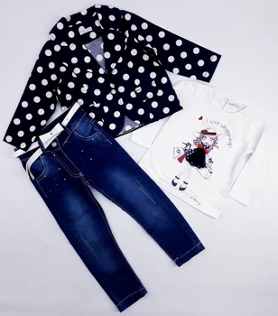 Костюм (жакет+кофта+джинсы) Baby rose 1257 80см(р) синий с белым