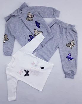 Костюм (толстовка+свитшот+штаны) Baby Doss 5220 86см(р) серый с белым