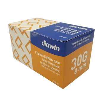 Иглы diaWin для инсулиновых шприц-ручек 8 мм 30G 100 шт.