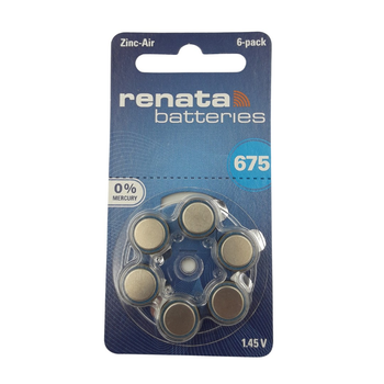 Батарейки Renata 675 для слухового аппарата 6 шт (ZA675 1,45V)