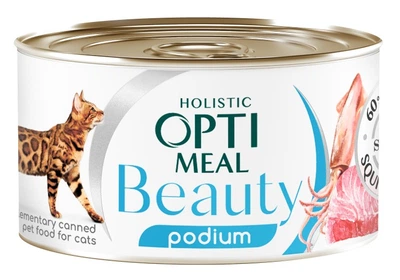 Влажный корм для кошек Optimeal Beauty Podium со вкусом полосатого тунца в соусе с кольцами кальмаров 70 г (4820215366243)