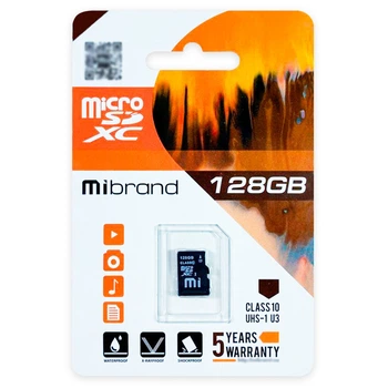 Карта памяти 128Gb microSDXC (UHS-1 U3) Mibrand class 10 KT-FF