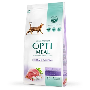 Сухой корм Optimeal для взрослых кошек со вкусом Утки, Выведение шерсти 10 кг (4820083909979)