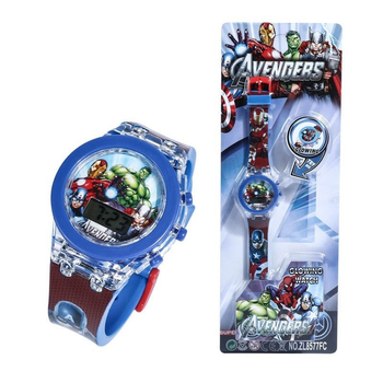 Детские наручные часы с подсветкой "Мстители (The Avengers)" сине-красный 1043-2