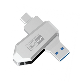 Флеш пам'ять XO U50 2 в 1 (USB3.0/Type-C) (32Gb) Сріблястий