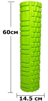 Массажный ролик Grid Roller YogaLife 60х14,5 см салатовый (роллер, валик, цилиндр для МФР и йоги, массажер для спины, ног, рук, шеи) YL-GR3.1-G