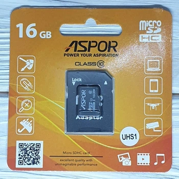 Карта памяти ASPOR MicroSDHC 16GB UHS-I (Class 10)+SD adapter