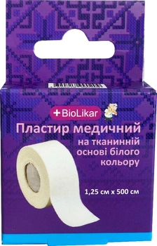 Набір пластирів медичних BioLikar на тканинній основі білого кольору 1.25х500 см х 6 шт (4820218990209_1)