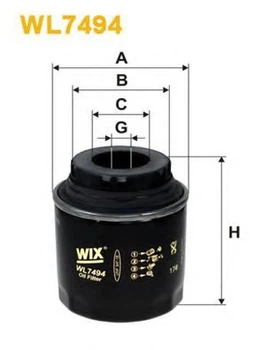 Фільтр оливи Audi, Seat, Skoda, Volkswagen 1.2TSI, 1.4TSI Wix Filters (WL7494) WIX Filters (WL7494)