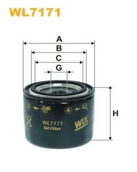Фільтр оливи Bedford, Isuzu, Bobcat, Case, Ferrari Tractors, Kubota, Hyundai, Isuzu, Wix Filters (WL7171) WIX Filters (WL7171)