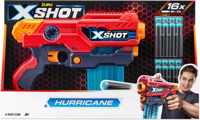 Szybkostrzelny pistolet Zuru X-Shot Red Excel Hurricane z 16 nabojami (193052040183)