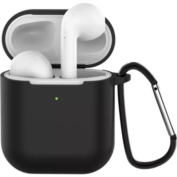 Силиконовый чехол Nik с карабином для Apple AirPods черный