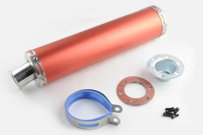 Глушитель тюнинг 420x100mm креп. Ø78mm нержавейка красный прямоток mod:1