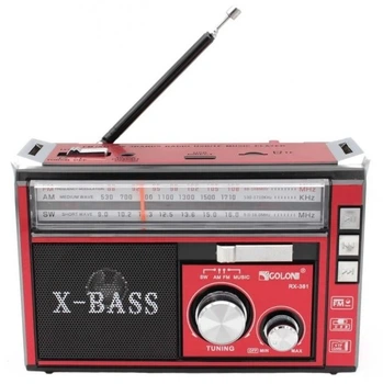 Радиоприёмник колонка с радио FM USB Bluetooth и фонариком на аккумуляторе Golon RX-381 Red/Красный