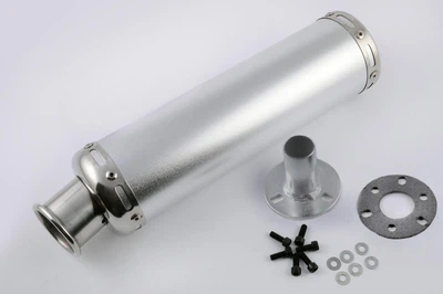 Глушитель тюнинг 300x90mm креп. Ø48mm нержавейка серебро прямоток mod:9